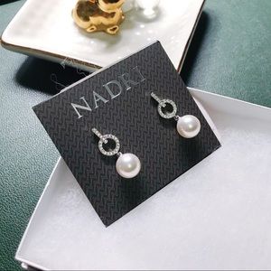 Nadri pearl pave drop earrings New.